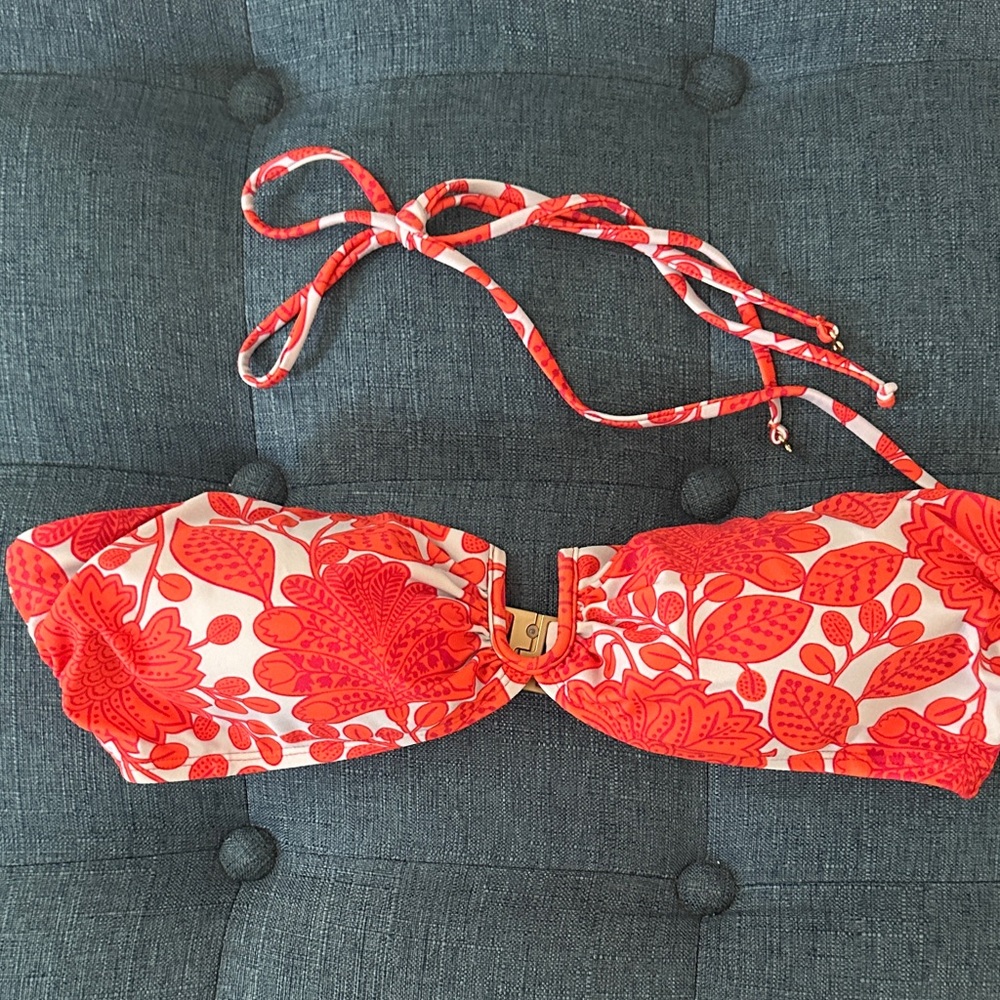 Boden Red and White Bikini Top